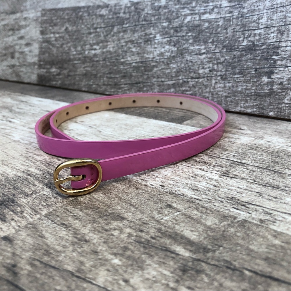 J. Crew Pink Patent Leather Skinny Belt